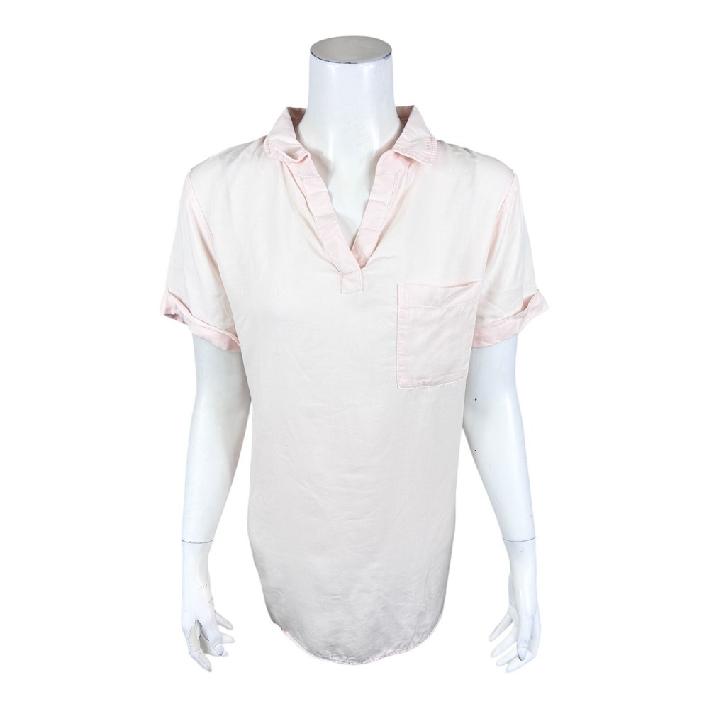 Side Stitch Dip Dye Tencera Short-Sleeves Pullover Top Rose Quartz X-Small Size